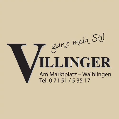 Logo von Villinger mit Text ganz mein Stil, Adresse und Telefonnummer. (KI generiert)